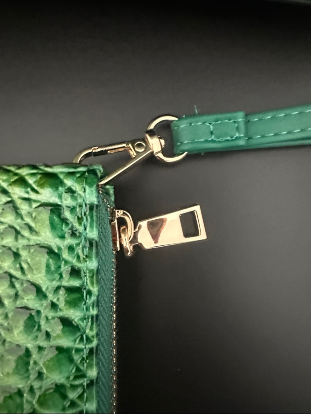 Green & Yellow Croc-Embossed Satchel with Detachable Strap - Picture 12 of 13